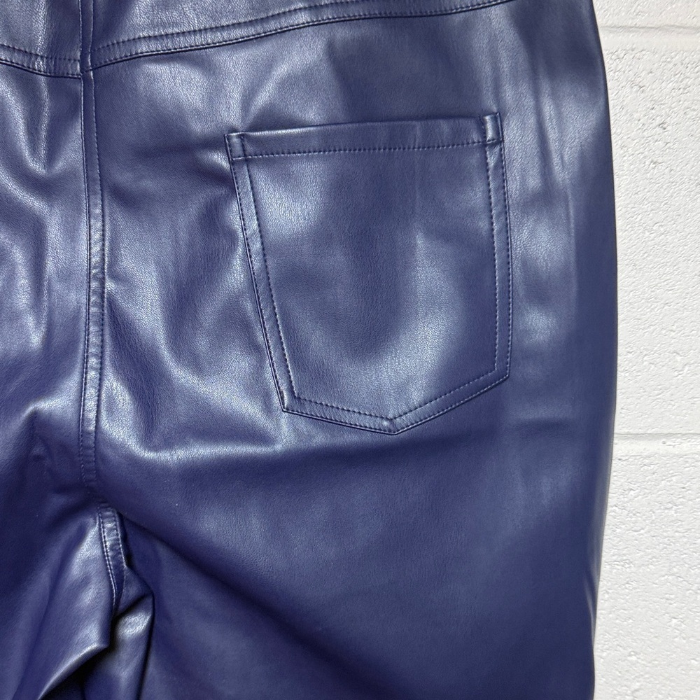 Halogen Navy Straight Leg Faux Leather Pants - Picture 11 of 13